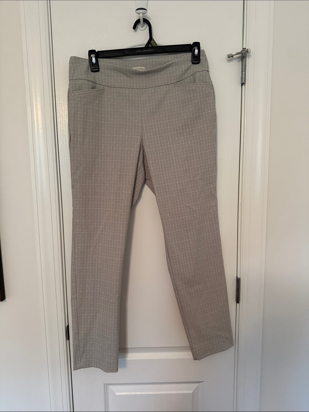 Straight Leg Gray Plaid Work Pants